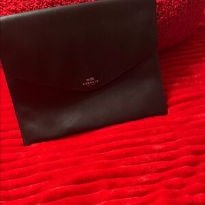 Coach Black Leather Envelope Clutch